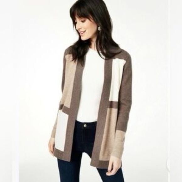 Cashmere Chapter Club Luxyry Open Front Cardigan Sweater 100% Cashmere Size L - Picture 1 of 6